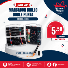 MARCADOR GLITTER X12 DOBLE PUNTA