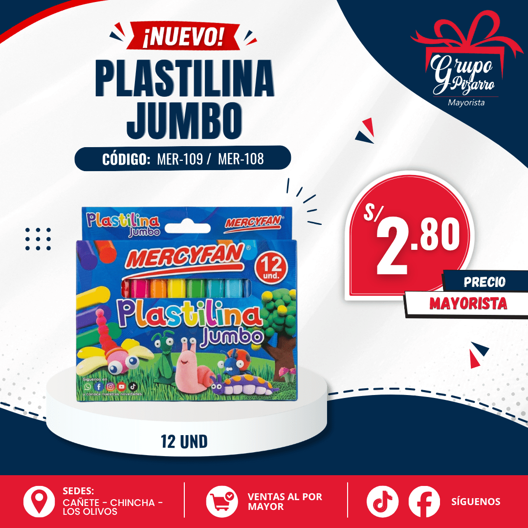 PLASTILINA MERCYFAN JUMBO SURTIDO X122