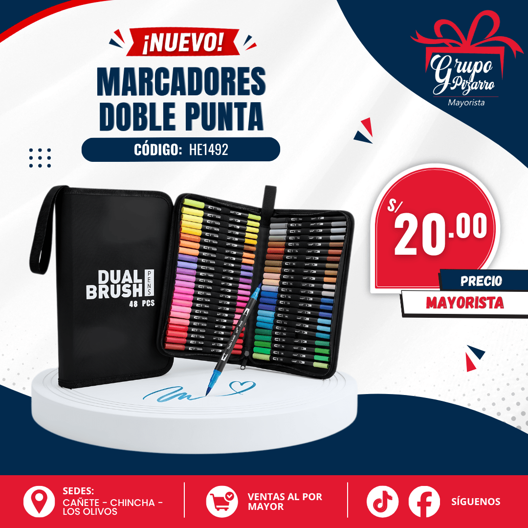 MARCADORES DOBLE PUNTA 48PCS1