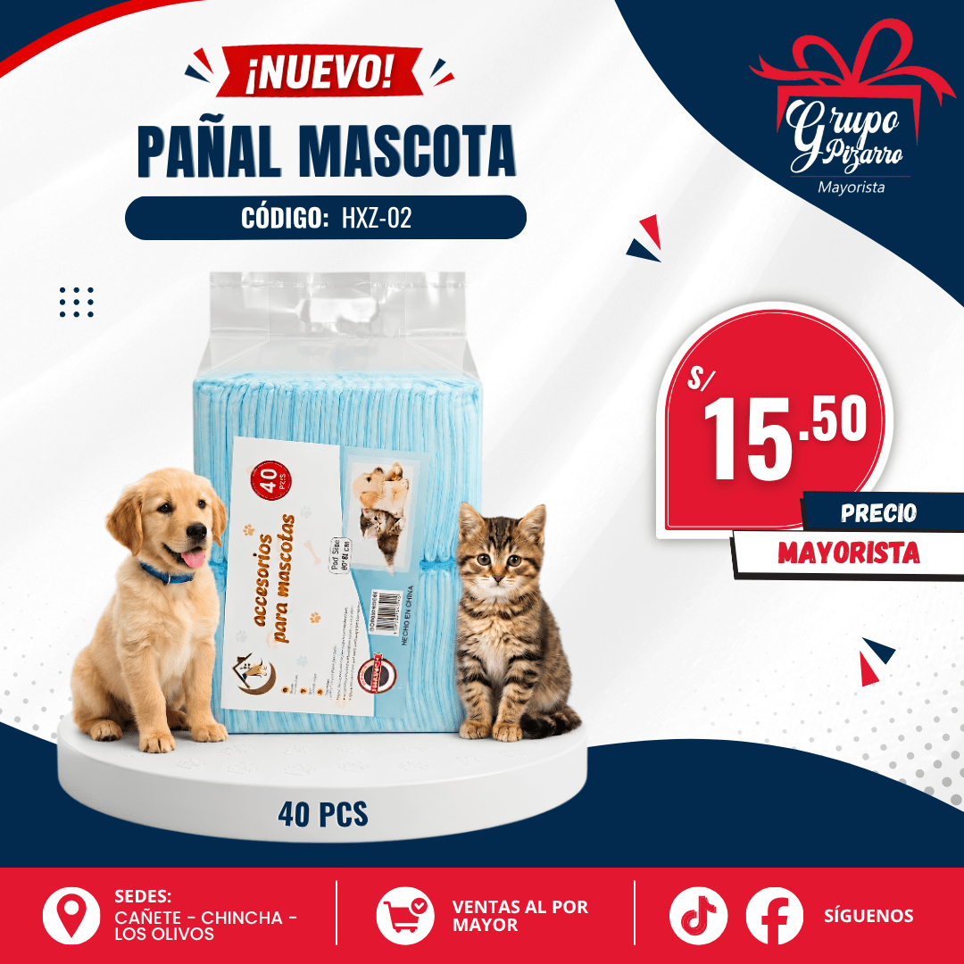 PAÑAL PARA MASCOTA CELESTE 60X601