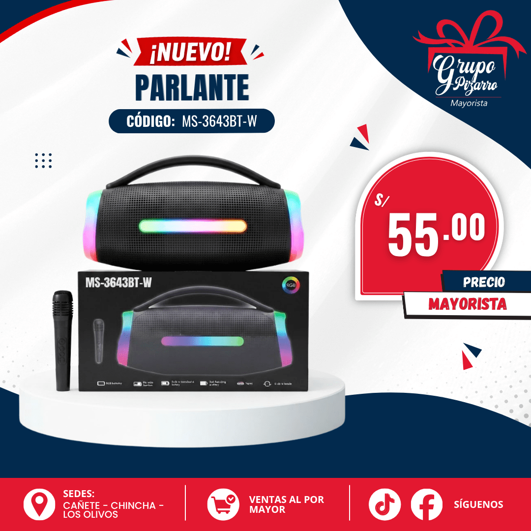 PARLANTE PORTATIL MS-3643BT-W1