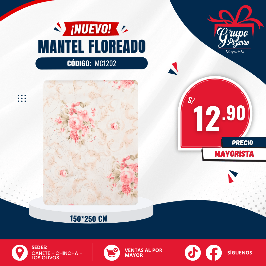MANTEL ANTIMANCHA LISO FLOREADO 150*250CM1