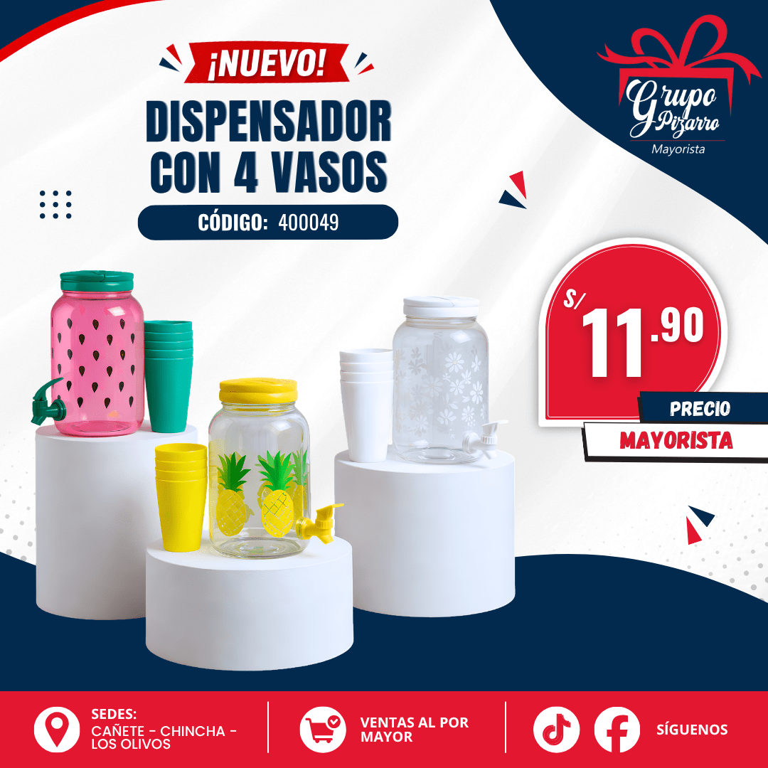 SET DISPENSADOR CON 4 VASOS1