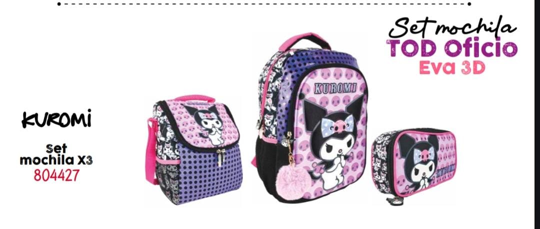 SET MOCHILA OFICIO 3D KUROMI1