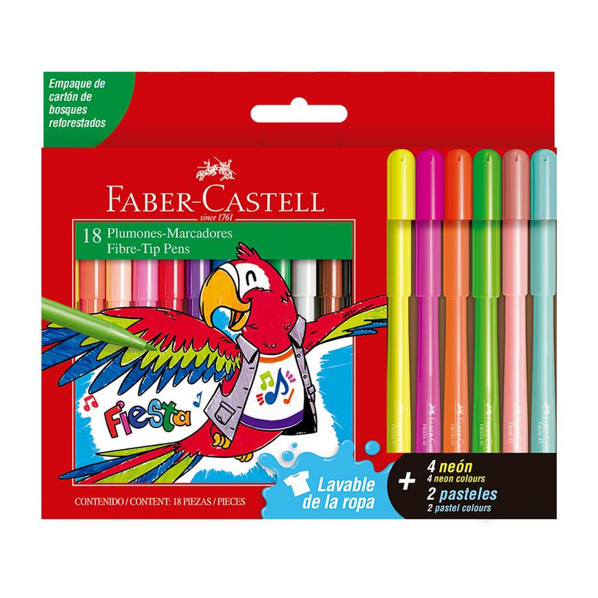 PLUMONES X12+4NEON+2PASTEL FABER1