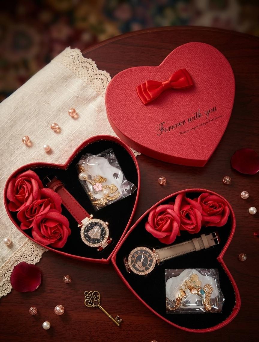 CAJA REGALO CORAZON C/RELOJ1
