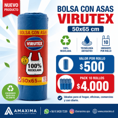10 paquetes bolsas con asas Virutex  50x65