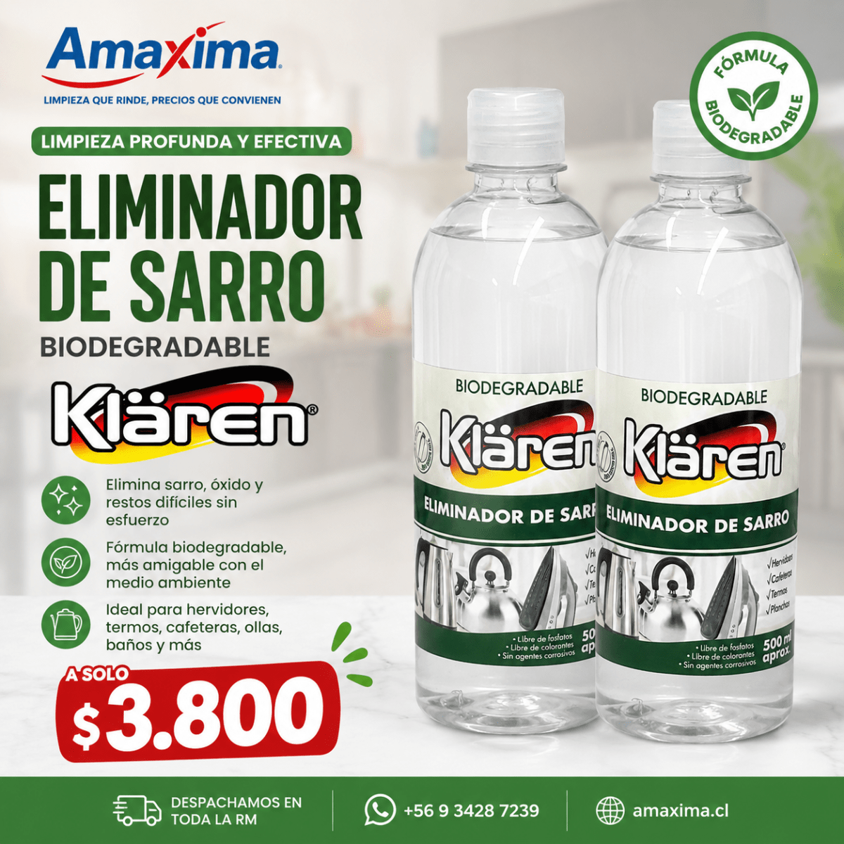 ELIMINADOR SARRO COCINA 500 ML KLAREN2