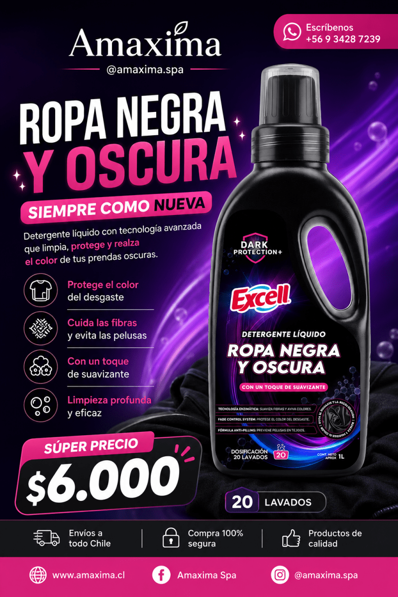 DETERGENTE EXCELL ROPA NEGRA 1 LT2