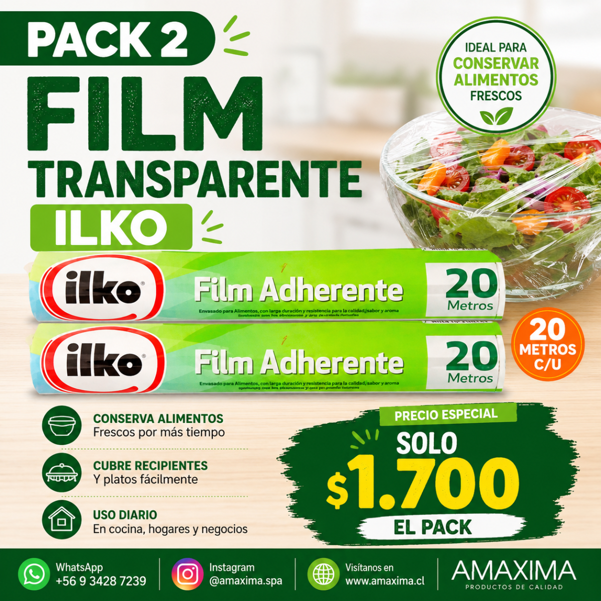 PACK ALUSA FILM ILKO 2 UNIDADES 20+20 MTS2