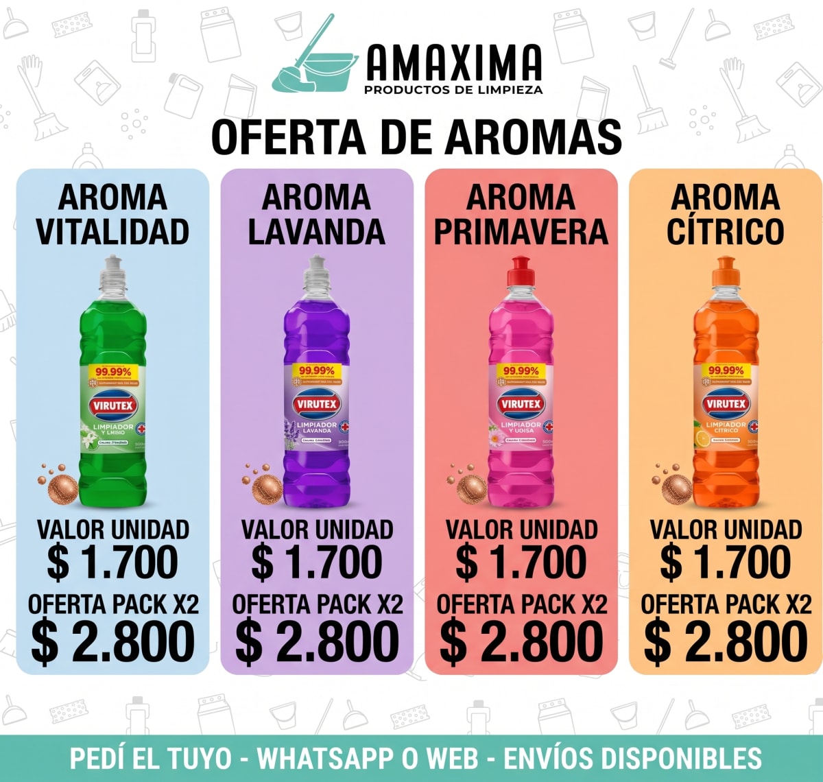 2 LIMPIAPISOS VIRUTEX PRIMAVERA X $2.8001