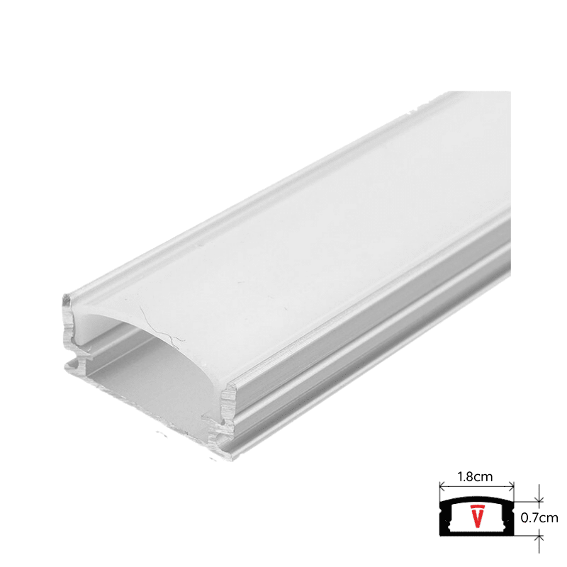 PERFIL 2 MTS DIFUSOR PLANO SOBREPUESTO GRIS C/ TAPA