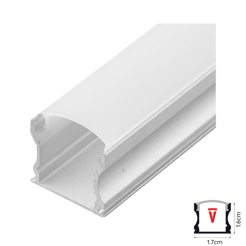 PERFIL 2 MTS DIFUSOR PLANO ALTO SOBREPUESTO GRIS C/ TAPA