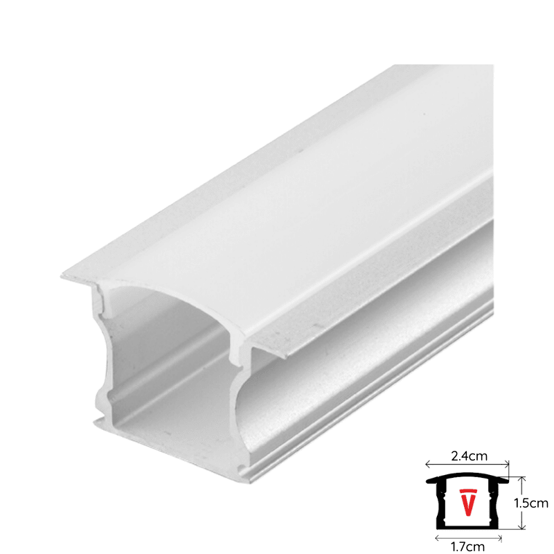 PERFIL 2 MTS DIFUSOR PLANO ALTO EMBUTIDO GRIS C/ TAPA