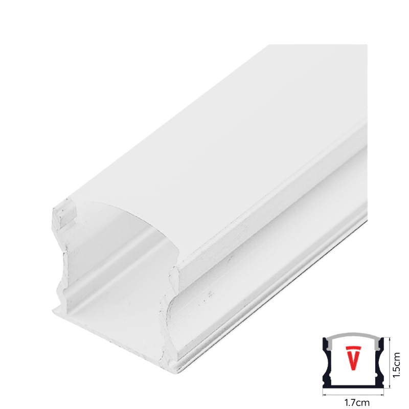 PERFIL 2 MTS DIFUSOR PLANO ALTO SOBREPUESTO BLANCO C/ TAPA