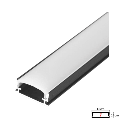 PERFIL 2 MTS DIFUSOR PLANO SOBREPUESTO NEGRO C/ TAPA1