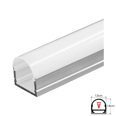 PERFIL 2 MTS DIFUSOR PLANO MEDIO SOBREPUESTO BLANCO C/ TAPA1