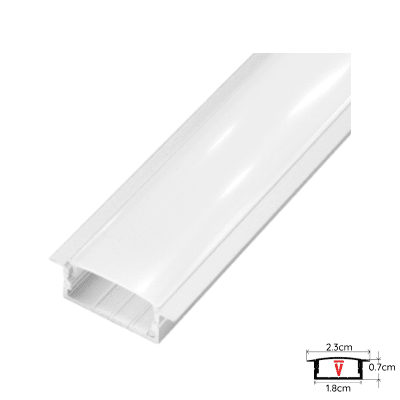 PERFIL 2 MTS DIFUSOR PLANO EMBUTIDO BLANCO C/ TAPA1