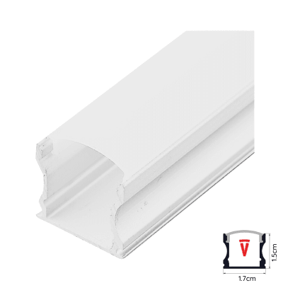 PERFIL 2 MTS DIFUSOR PLANO ALTO SOBREPUESTO BLANCO C/ TAPA1