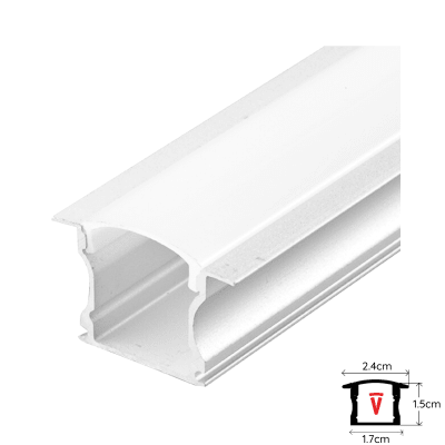 PERFIL 2 MTS DIFUSOR PLANO ALTO EMBUTIDO BLANCO C/ TAPA1