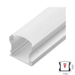 PERFIL 2 MTS DIFUSOR PLANO ALTO SOBREPUESTO GRIS C/ TAPA