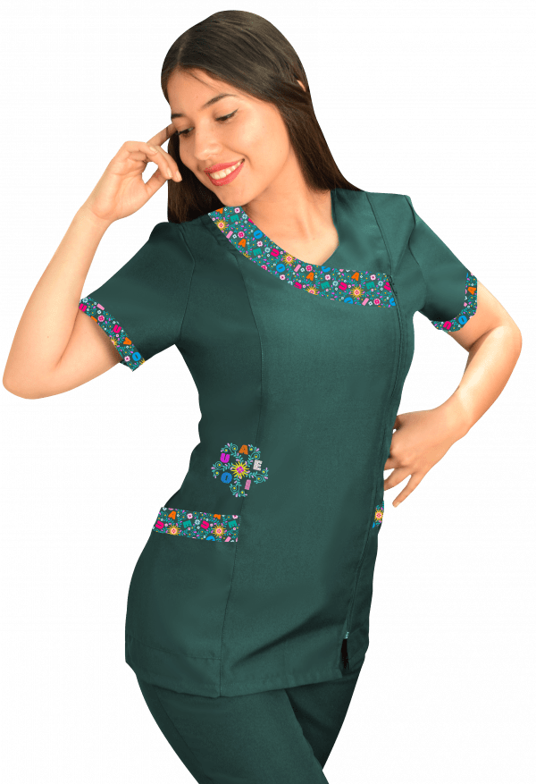 Delantal educadora modelo Rayito verde botella1