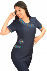 Delantal educadora modelo Rayito azul marino