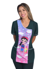 Delantal educadora modelo Naisha  verde botella