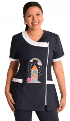 Delantal educadora modelo Rapuncel azul marino