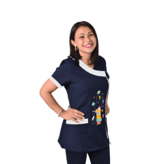 Delantal educadora modelo Lapicito Universal azul marino