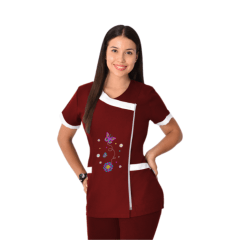 Delantal educadora modelo Gretel burdeo