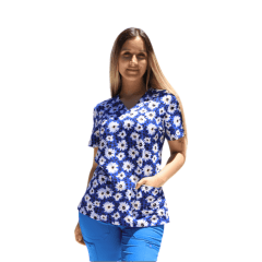 Top clinico estampado margaritas 500V-1579BL