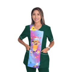 Delantal educadora modelo Grafito verde botella