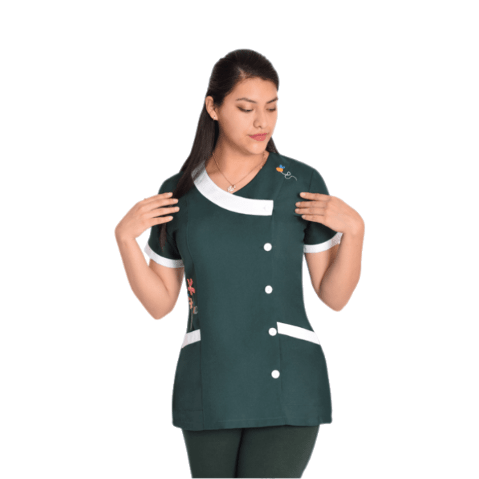 Delantal educadora modelo mayita color verde botella1