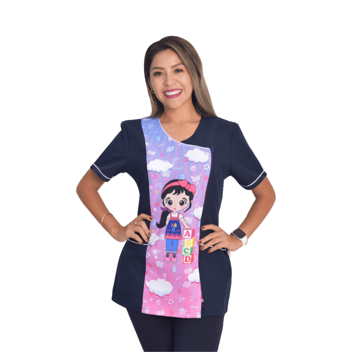 Delantal educadora modelo Miss azul marino1