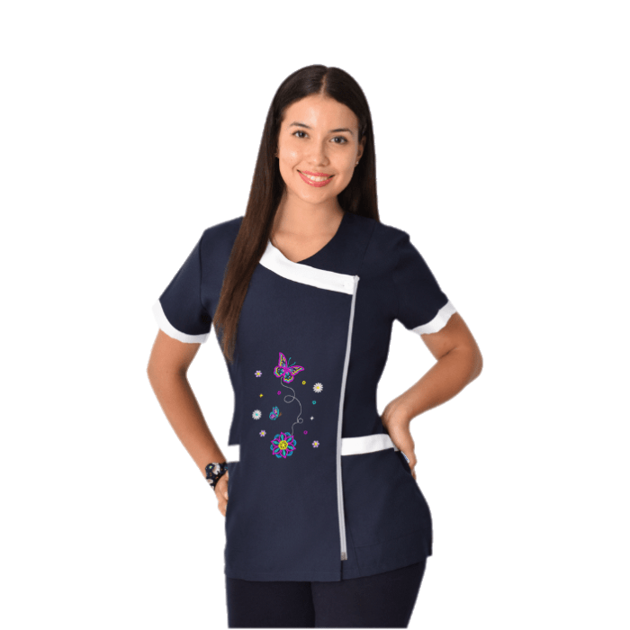 Delantal educadora modelo Gretel azul marino1