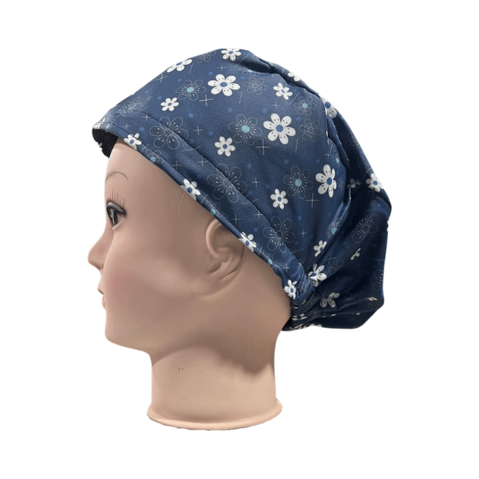 Cofia azul marino sublimada Flores1