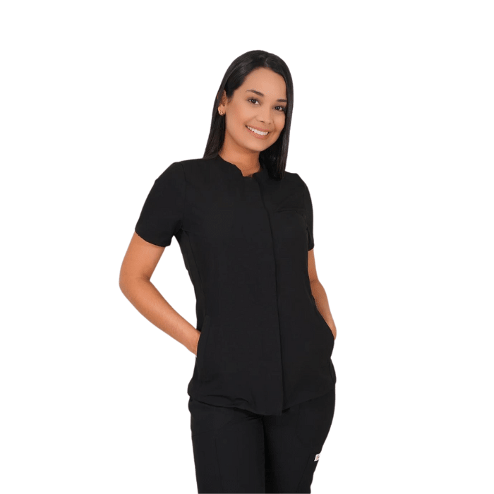 Top clínico antifluido con cierre JASMIN RIPHOLIA negro1