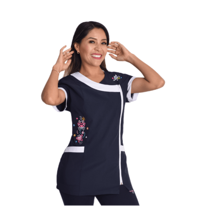 Delantal antifluidos educadora modelo Briella azul marino1