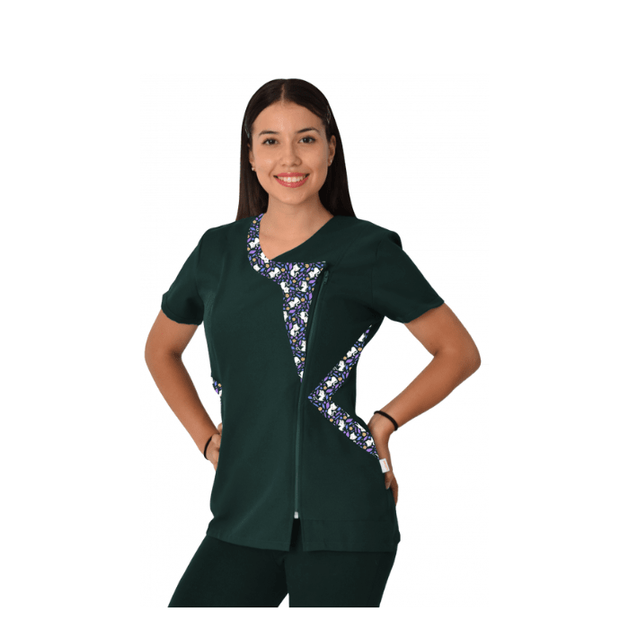 Delantal educadora modelo Bianca  verde botella1