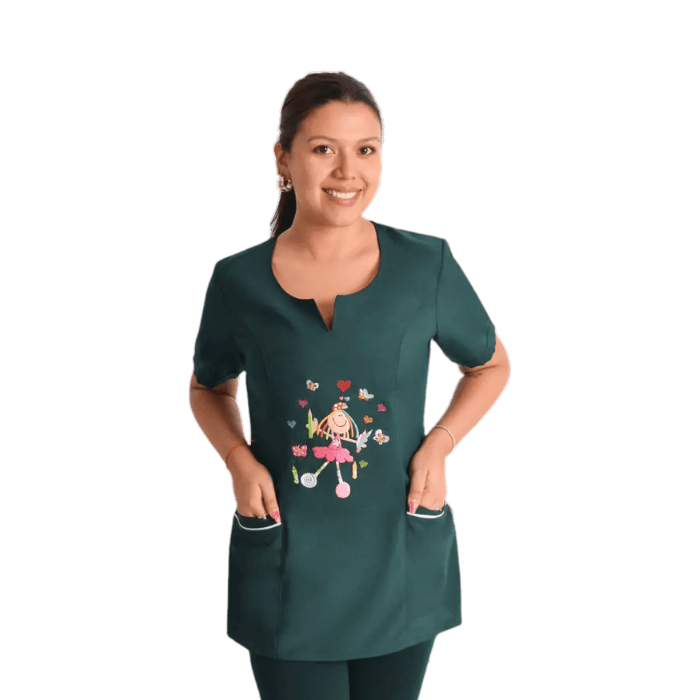 Delantal educadora modelo Lolita verde botella1