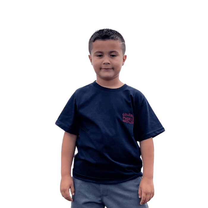 Polera azul Colegio Puerto Natales2
