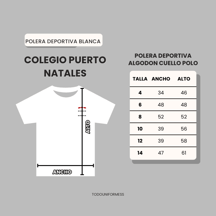 Polera blanca Colegio Puerto Natales4
