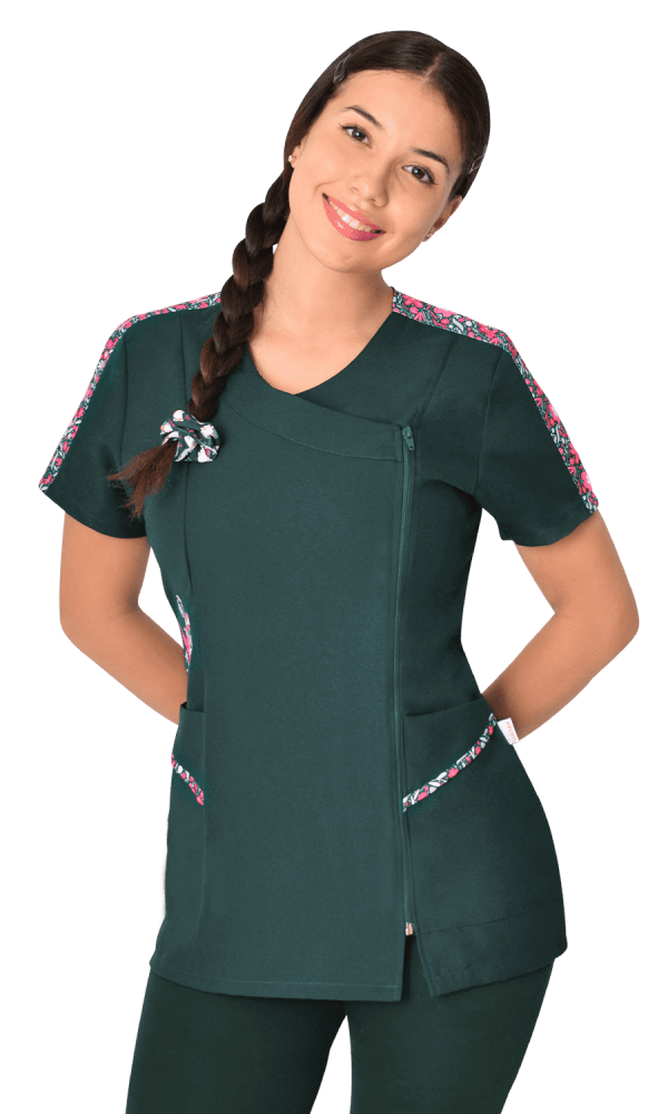 Delantal educadora modelo Rouss verde botella1