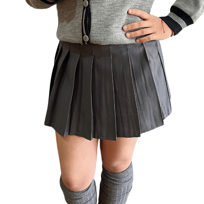 Falda gris bistretch con calza2