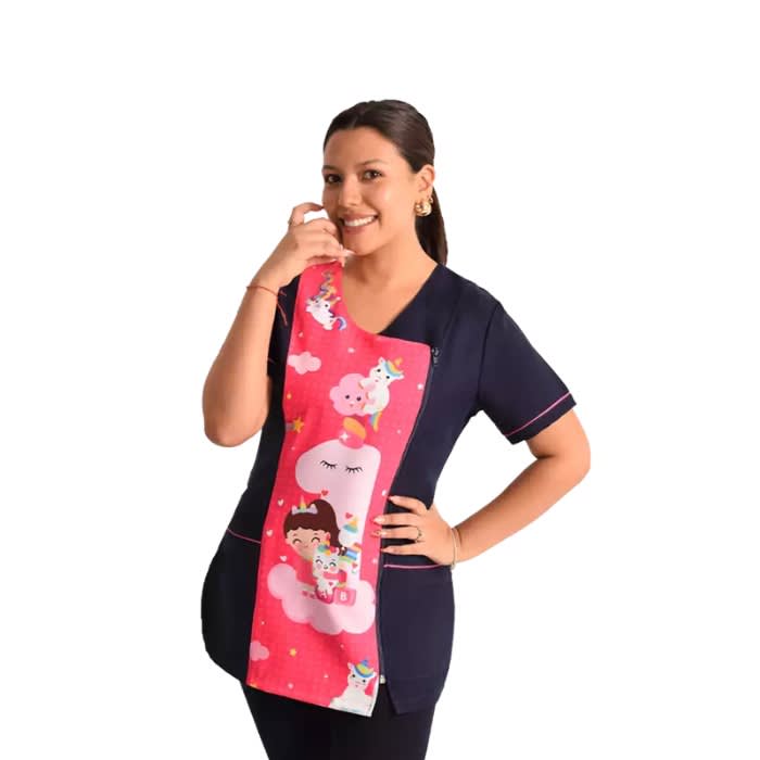 Delantal educadora modelo Celestia  azul marino1