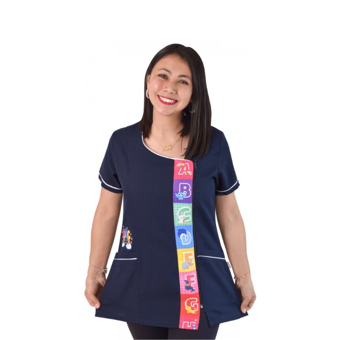 Delantal educadora modelo Fantasia   azul marino1