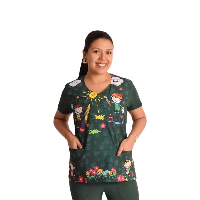 Blusa educadora antifluido modelo Acuarela verde botella1