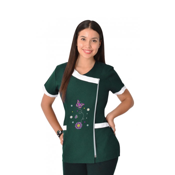 Delantal educadora modelo Gretel verde botella1