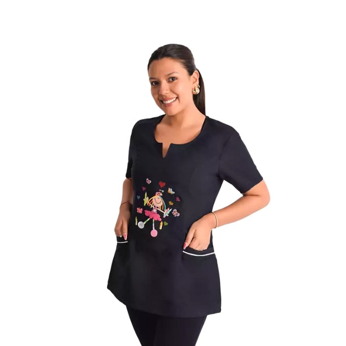 Delantal educadora modelo Lolita azul marino1